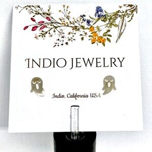 New Indio Jewelry Tiny Silver Plated Ghost Stud Earrings for Pierced Ears #E117